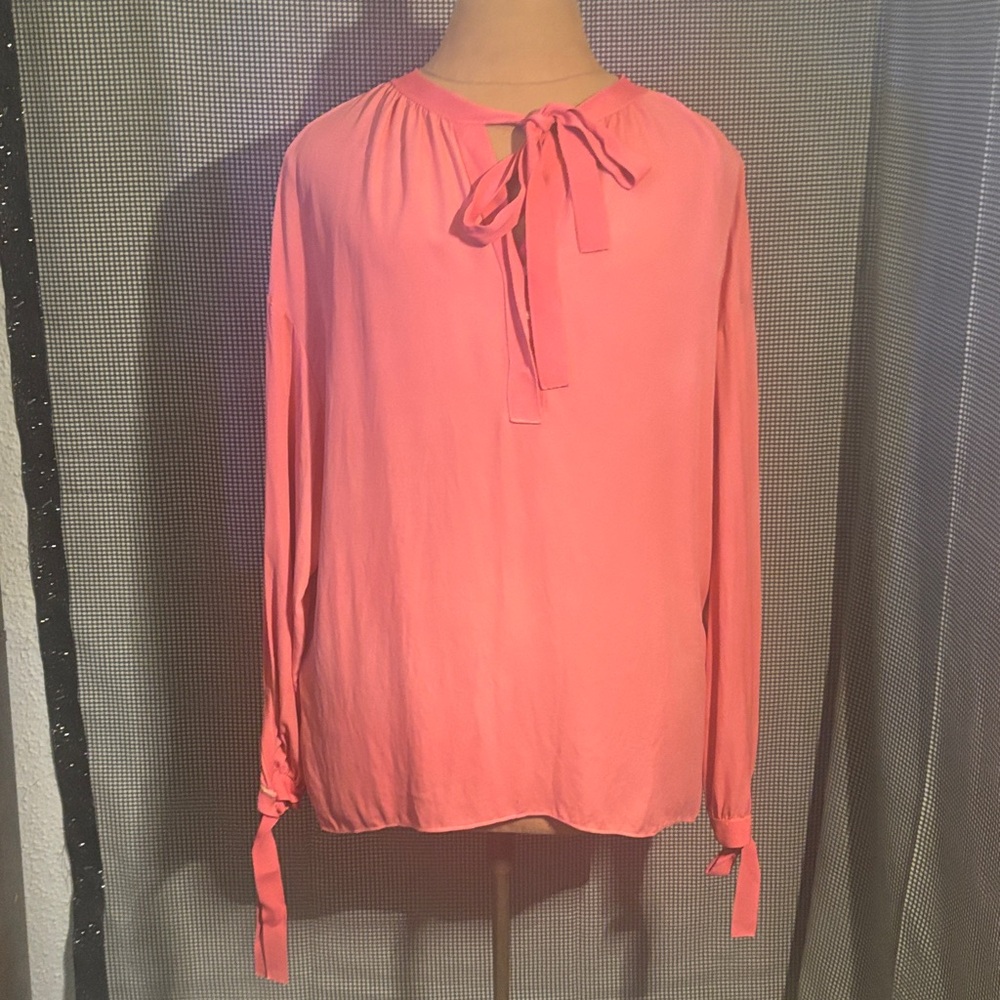 Vince Coral Long Sleeve Silk Blouse M Romantic Operacore RetrogirlGlam Soft Girl
